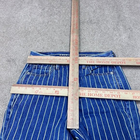 American Eagle Outfitters Mom Jeans Blue White Striped Pockets Size 2 - Picture 2 of 13
